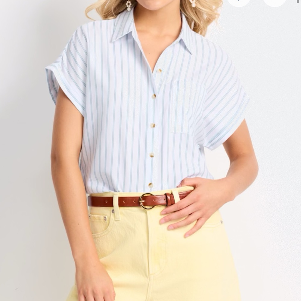 Casual Striped Button-Down Shirt for Women
